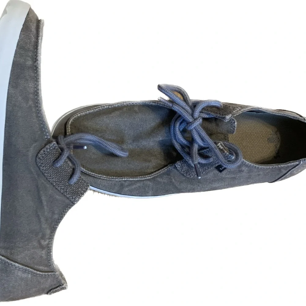 Sanuk Nu Nami Lace Up Casual Canvas Washed Grey Taupe Men’s Shoe Size 9